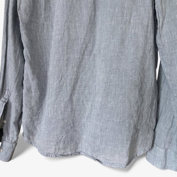 Michael Kors Linen Light Blue Button Down Shirt Mens Medium Preppy Vacation - Picture 13 of 16